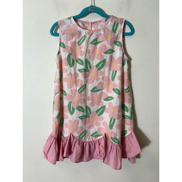 Girl's Guoguo Jiang Pink Green Sleeveless Cotton Dress Sz 11 - Picture 1 of 3